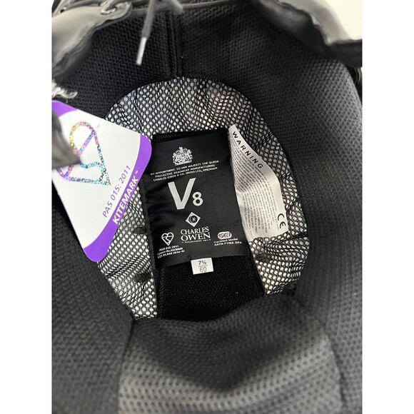 Charles Owen V8 Riding Helmet - 7 3/8- BLACK & SILVER - Brand NEW in Box - Picture 12 of 12